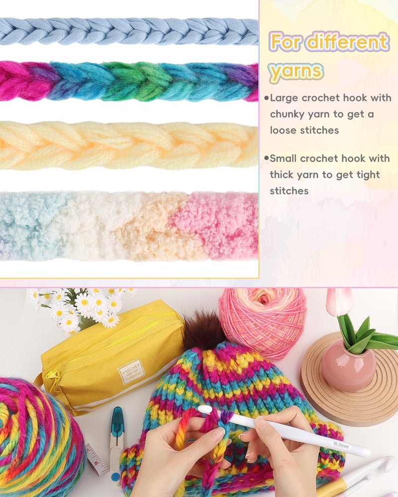 Aeelike Crochet Hooks 8mm, 10mm, 12mm,15mm, 20mm, Ergonomic Crochet Hooks Set with Large Rubber Handle Crocheting Accessories for Chunky Yarn Weaving Blanket DIY Crafts,Ideal Gift - Image 2